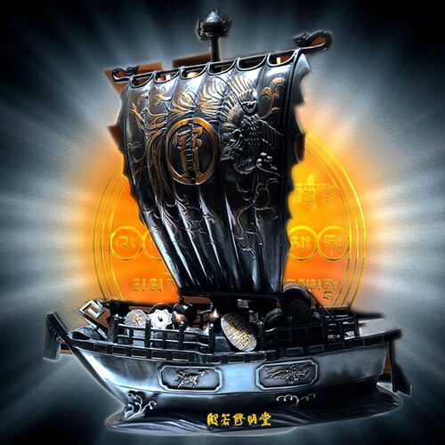 修明堂日本回流东密唐密铜制大黑天财神七福神宝船客厅家居摆件