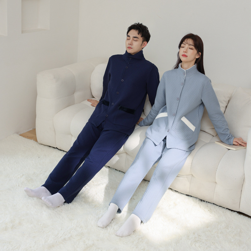 秋冬空气棉家居服纯色简约显瘦男