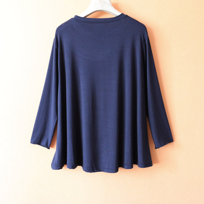 睡衣女长袖春秋升级版莫代尔圆领荷叶边运动休闲家居服上衣T恤