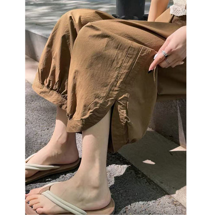 冰丝速干运动裤女夏季新款大码宽松防晒哈伦裤轻薄款九分灯笼裤子