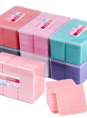 跨境美甲睫毛美甲巾洗甲棉布魔力棉不掉毛棉片盒装卸甲巾1080pcs