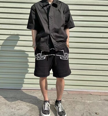 askyurself廓形针织抽绳高街短裤