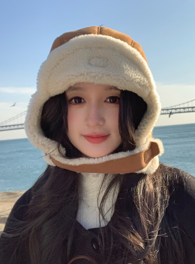 巴拉克拉皮毛一体羊毛加厚保暖防寒护耳帽女东北滑雪显脸小雷锋帽