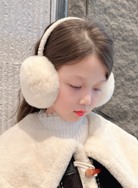 韩国獭兔毛耳罩儿童秋冬保暖耳套耳包简约真皮草耳捂耳暖毛绒冬季