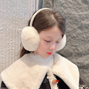 韩国獭兔毛耳罩儿童秋冬保暖耳套耳包简约真皮草耳捂耳暖毛绒冬季
