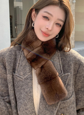 水貂毛双面气质皮草围巾冬天新款整皮貂皮围脖女裘皮真毛围巾百搭