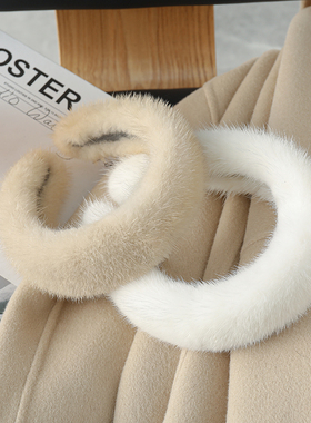 显脸小的韩国chic网红毛毛发箍水貂毛皮草发箍女冬季时尚真毛发饰