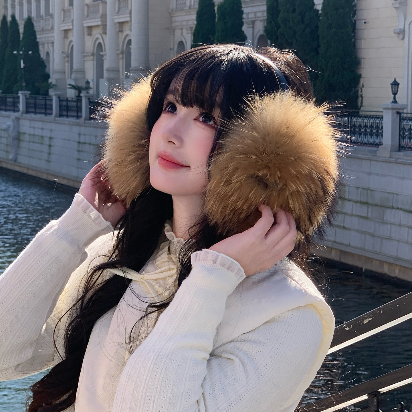 真貉子毛耳罩女秋冬保暖狐狸毛耳套可爱护耳防冻耳捂耳暖毛绒可爱