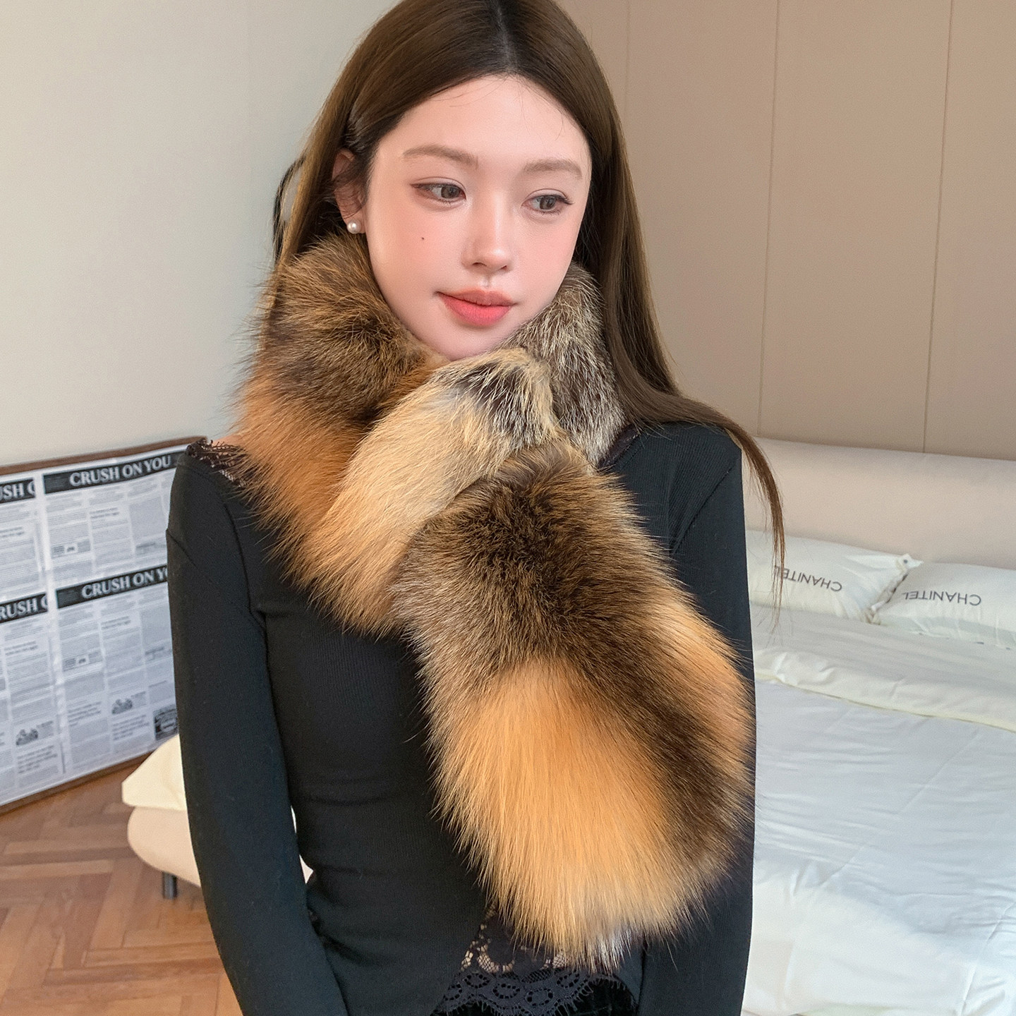 奢华大气真毛围巾女秋冬韩版保暖