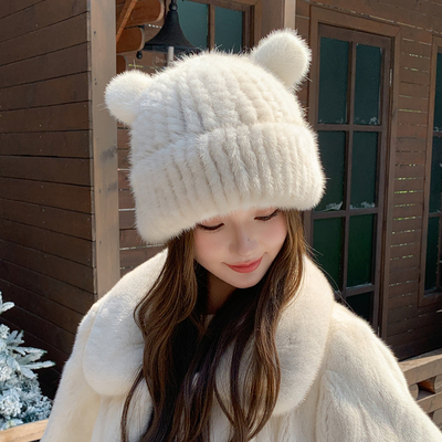 韩版冬季可爱百搭小熊耳朵帽