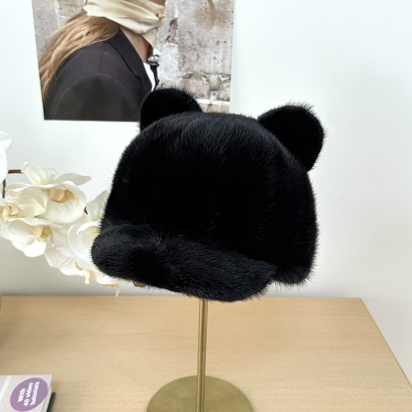 貂毛帽子女秋冬水貂毛皮草貂皮时尚韩版潮貂帽百搭骑士棒球鸭舌帽