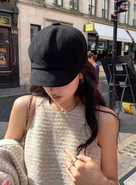 百搭爆款优雅真皮六角帽 女士报童贝雷帽 超软小羊皮反绒鸭舌帽