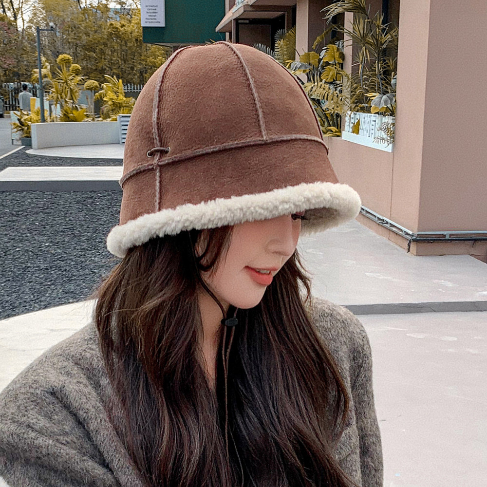 韩版纯手工制作皮毛一体渔夫帽男女情侣冬季防寒加厚保暖川西盆帽