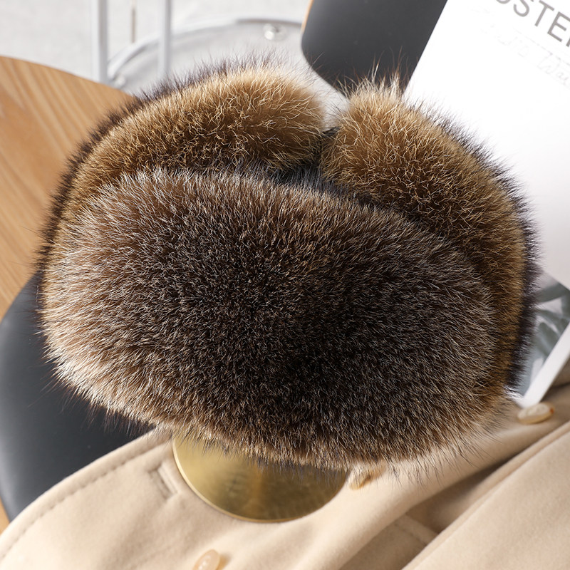 男士冬季中老年加厚真皮雷锋帽加绒保暖貉子毛护耳皮草帽子送爸爸