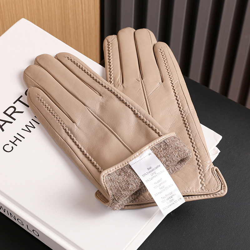 进口山羊皮真皮手套女冬触屏加绒加厚骑车修手复古薄款开车纯皮