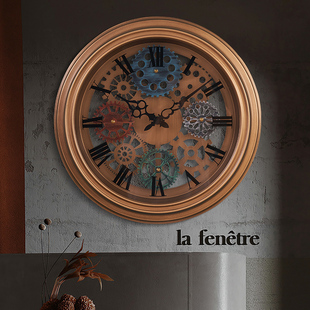 复古创意时英钟怀旧装 静音挂钟欧式 饰品壁钟挂表 仿古齿轮个性 美式