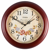 创意北欧中式 复古木质时钟时尚 卧室挂表 静音客厅挂钟美式 实木欧式