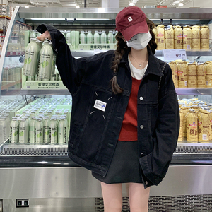 独特超好看黑色廓形短款牛仔外套女春秋2025年新款高级感休闲夹克图片