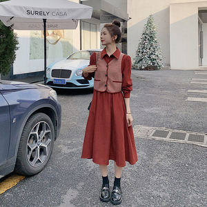 已出货226-A263-P135 2025春季中长款连衣裙+马甲女  188图片