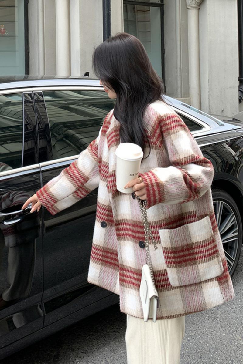 出货226-A215-P1552022冬季韩版宽松毛呢外套女控价238,女装毛呢外套,惟卡贝娜