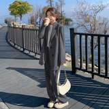 深灰色女士小西装女春秋2025新款韩版修身气质设计感高端西服，女装西装，惟卡贝娜