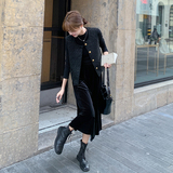 法式气质金丝绒连衣裙套装女2025春秋季新款显瘦小香风马夹两件套，女装连衣裙，惟卡贝娜