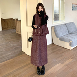 小香风气质马甲套装裙女2025春秋季新款法式显瘦半身裙时尚两件套，女装套装/套裙，惟卡贝娜
