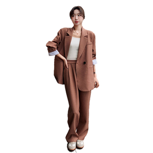 高级感炸街西装女2024春秋新款韩版宽松休闲西服阔腿裤图片
