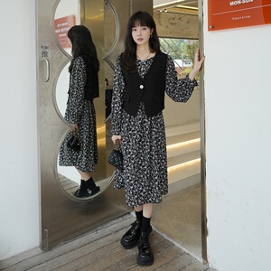 已出货226-A168-P125 2025春季中长款连衣裙+马甲女  178图片