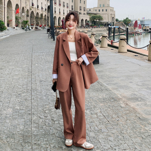 高级感炸街西装女2024春秋新款韩版宽松休闲西服阔腿裤图片