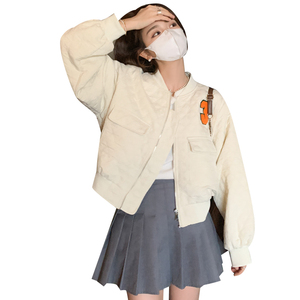 白色棒球服短外套女小个子2023春秋新款美式街头复古港风夹克上衣图片