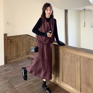 小香风气质马甲套装裙女2025春秋季新款法式显瘦半身裙时尚两件套,女装套装/套裙,惟卡贝娜