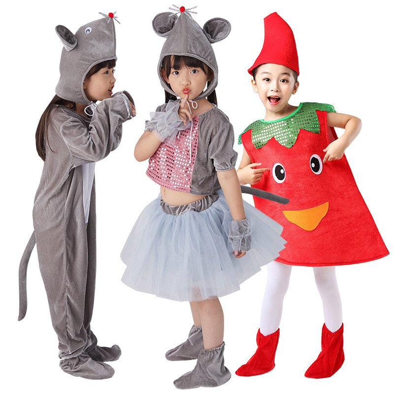 新六一小老鼠表演服儿童动物演出服装小老鼠吃辣椒猫和老鼠表演服