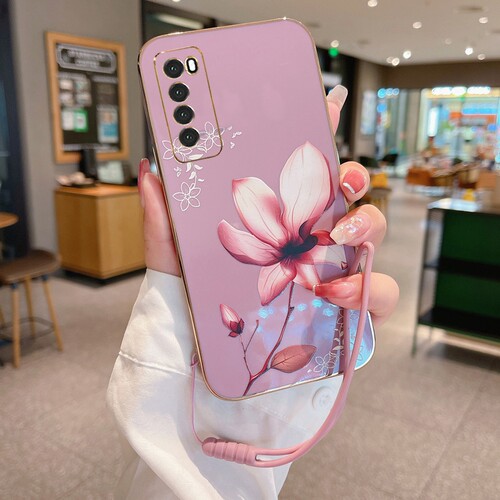 适用华为Nova7se手机壳时尚白花