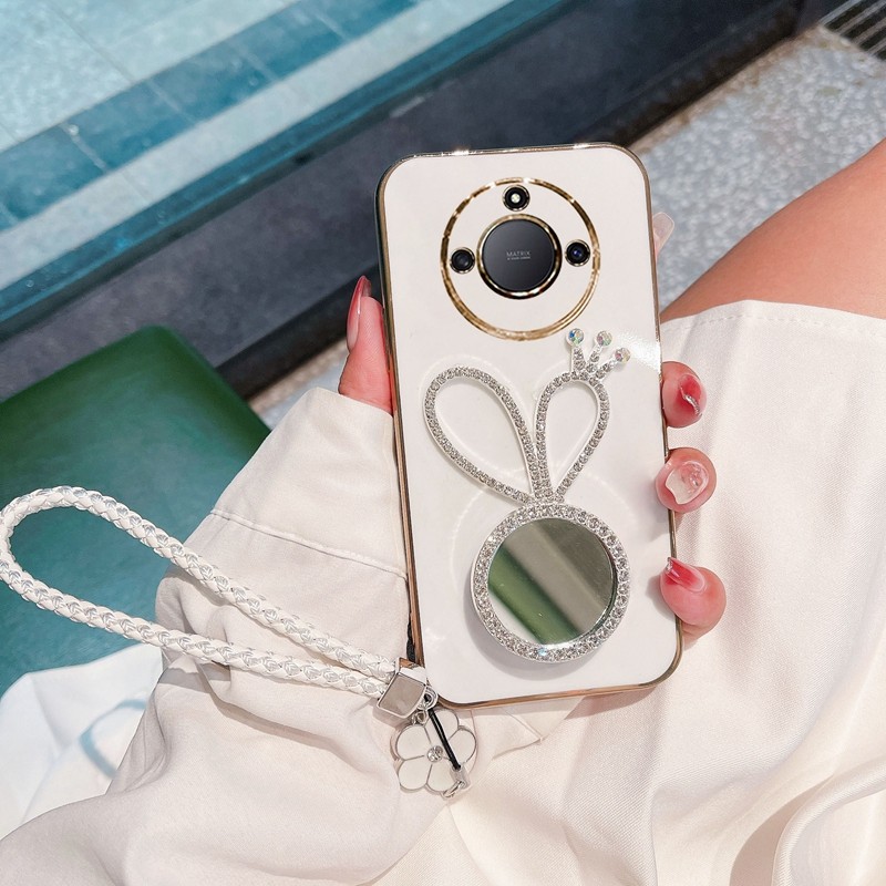 适用荣耀x40硅胶化妆镜手机壳女