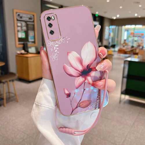 适用华为畅享20pro手机壳百合花
