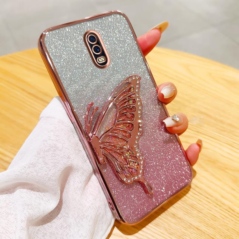 oppor17手机壳全包防摔闪粉蝴蝶