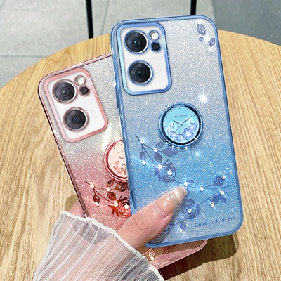 闪粉玫瑰花opporeno7硅胶手机壳