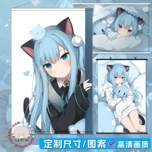 甘城 同人画 猫羽雫 蓝发猫娘 猫咪 猫猫 动漫周边 挂画墙贴海报