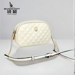 袋鼠女包双拉链手机包2026新款 链条斜挎包小包包菱格印花单肩包