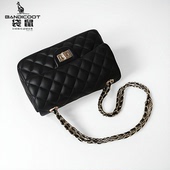 袋鼠女包2025新款 菱格链条包小香风单肩斜挎包欧美时尚 黑百搭洋气