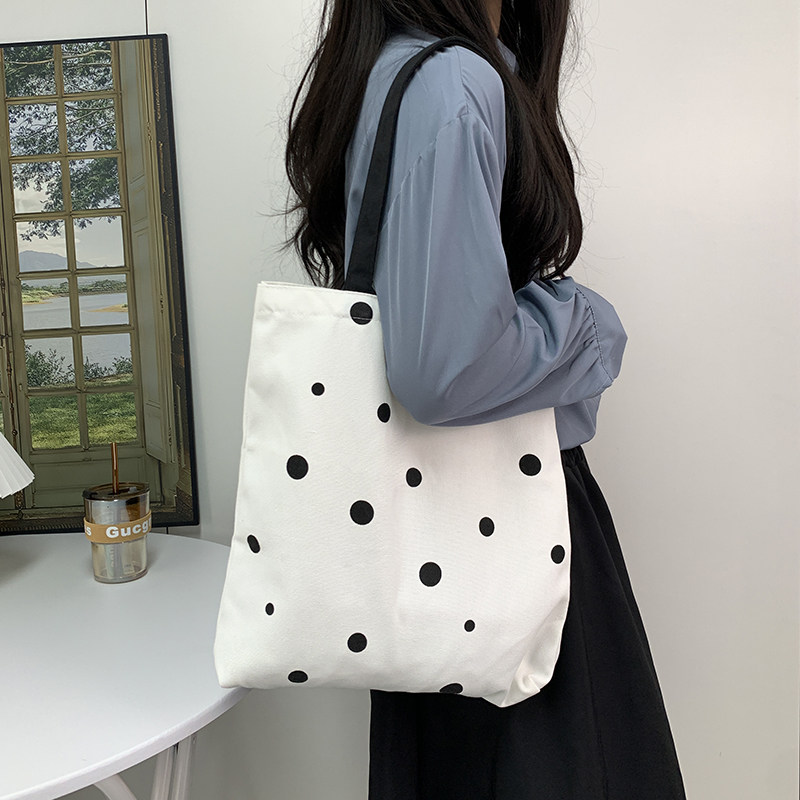 韩系文艺慵懒风波点单肩帆布包男女简约大容量学生通勤手提帆布袋,箱包皮具/热销女包/男包,时尚帆布包,淘宝优惠券,粉丝福利购,淘宝优惠卷