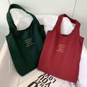 ins小清新文艺仙女字母帆布包包女夏季 新款 大容量慵懒风手提布袋