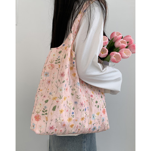 田园小碎花大容量背心帆布包女