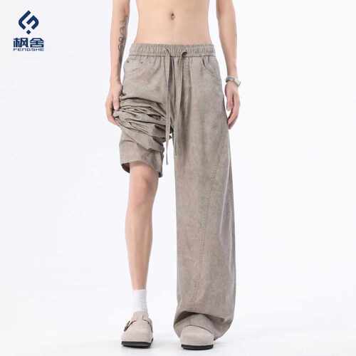 枫舍男装 /2026夏季美式宽松阔腿裤长裤工装弯刀裤男裤夏薄款冰丝
