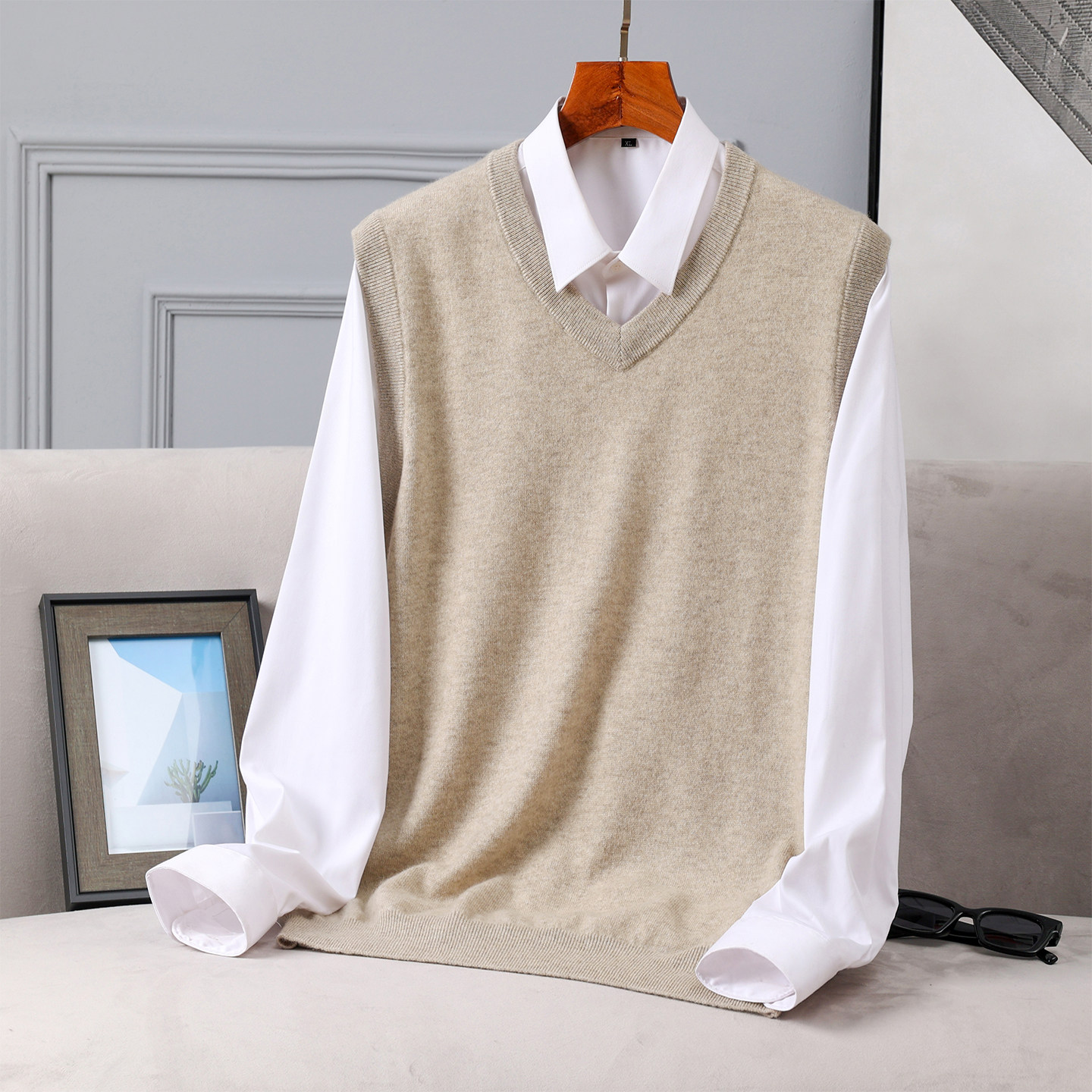 男V领羊绒背心 迪瑞羊100%山羊绒毛衣鸡心领坎肩无袖商务休闲马甲,男装,羊绒套衫,淘宝优惠券,粉丝福利购,淘宝优惠卷