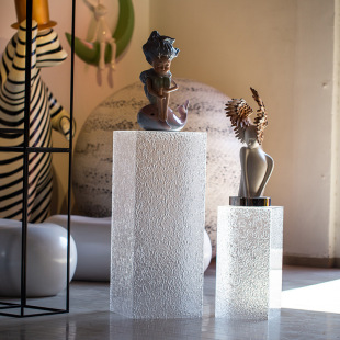 透明亚克力石头纹底座展厅艺术品摆件装置现代摆台室内发光轻奢