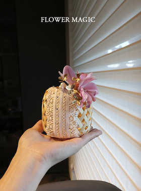 花之魔法原创优雅森系精致创意藤编喜糖盒结婚用品环保材质设计