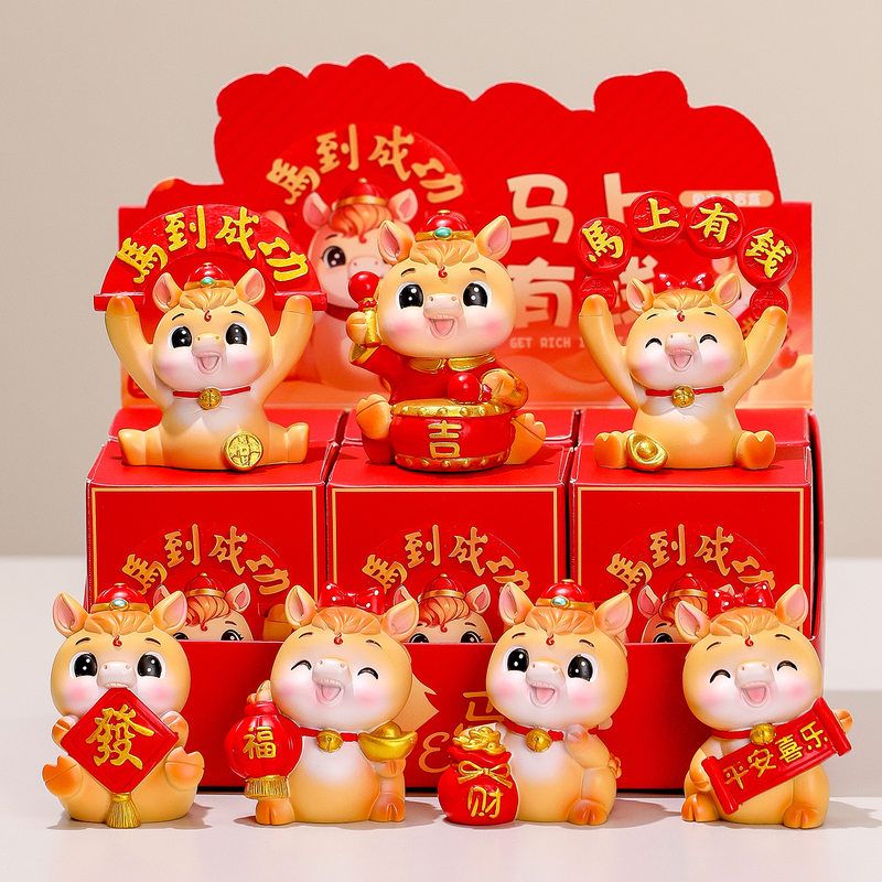 创意树脂工艺品国潮马盲盒摆件