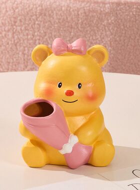 创意卡通黄油小熊花瓶潮玩手办